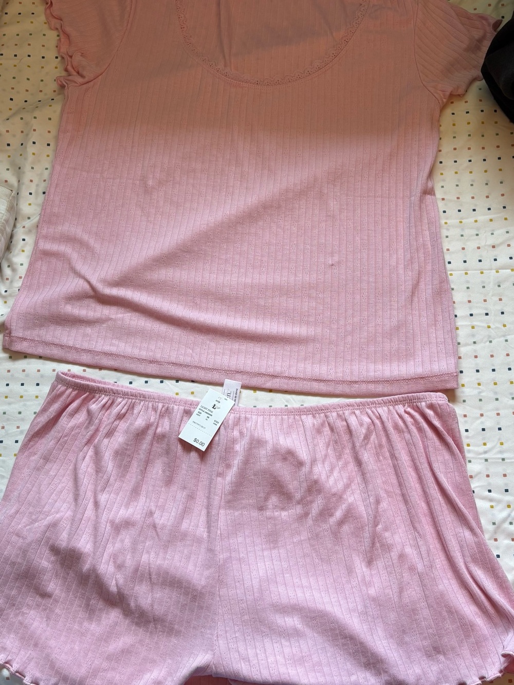 Target Pink Ribbed Short Pajama Set - Picture 3 of 3